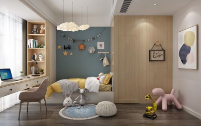 北欧风格男孩儿童房3D模型下载